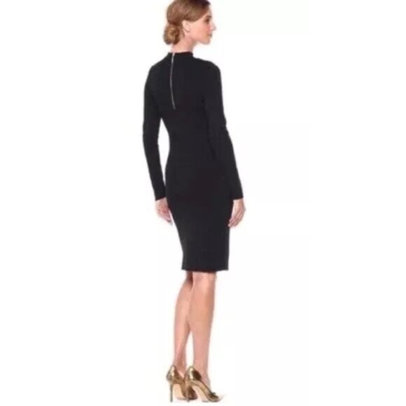 NWT Eliza J Black Choker Stretch Knit Long Sleeve Bodycon Dress - Picture 3 of 9